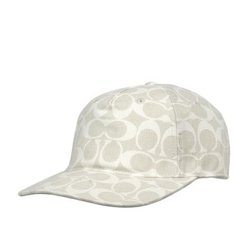 COACH 滿版CC Logo 棉質牛仔棒球帽(白色)