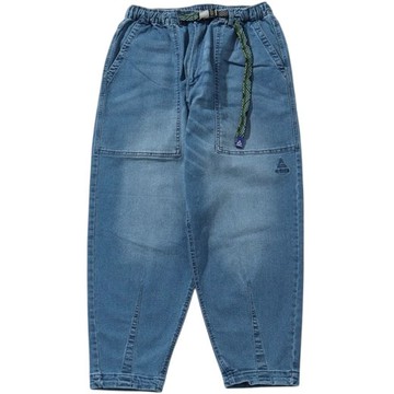 GERRY OUTDOORS 078070-74 LOOSE TAPERED PANTS 民族風織帶 錐形褲 (淺藍丹寧)