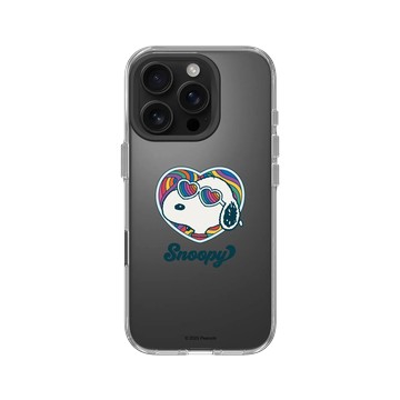 iPhone 16 Pro Clear Case（相機按鈕） 透明 - 史努比 Snoopy - 愛心墨鏡