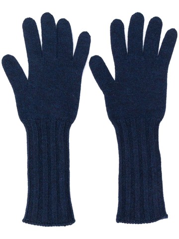 Pringle of Scotland - ribbed Scottish gloves - women - Cashmere - One Size - Blue