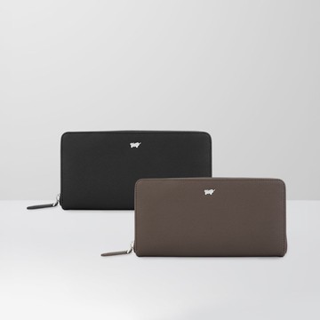 【免費升級送禮包裝】羅根-A16卡拉鍊長夾-黑色/培土棕/BF569-602