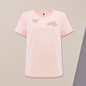 ILEY伊蕾 立體花朵縫珠印花縲縈上衣(粉色；M-XL)1222031443