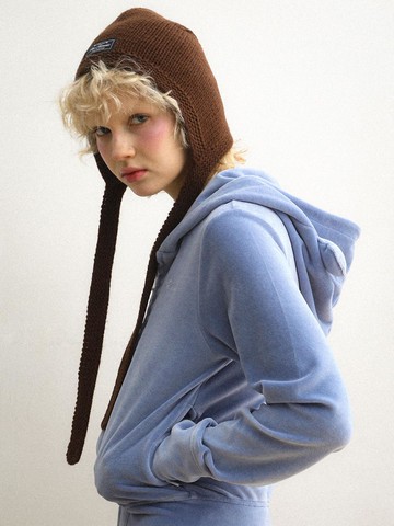 Acrylic Cozy Earflap Beanie [Brown]