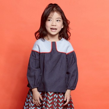 Ángeles-後開襟配色上衣(2色)