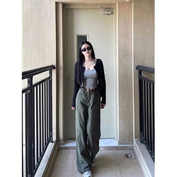 美式辣妹針織開衫外套女春秋季新款內搭修身顯瘦黑色短款長袖上衣