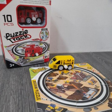 【玩具兄妹】現貨/樂彩森林 軌道發條小車(無須電池) 消防車/工程車/警車/城市車 拼裝軌道車玩具 軌道發條玩具