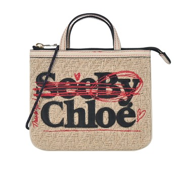 SEE BY CHLOE 草編手提/斜背包(米色)