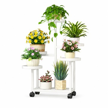 各式花架 【玖月奇跡】鐵藝花架 落地式鐵架 植物展示架 簡約多層花架 花盆架 白色6層滑輪款中號 花架