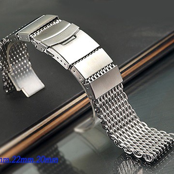 全新 不鏽鋼摺疊扣-可調長短鯊魚米蘭帶 ( 24mm.22mm.20mm )