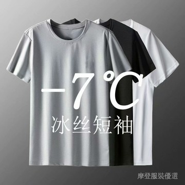 ⚡新春特惠⚡ [S-8XL]空調衫 夏季冰絲短袖T恤 大碼男士 速幹 超薄款 寬鬆網眼衣服 GCWM
