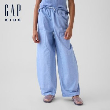 【GAP】兒童寬鬆休閒褲-灰藍色/螢光粉紅(890393)