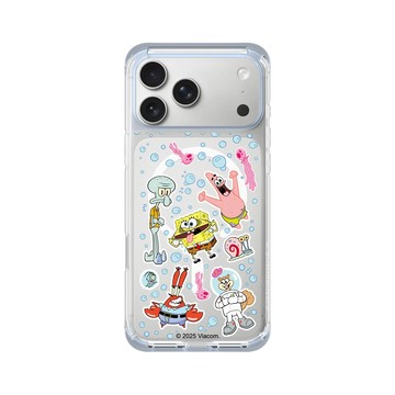 iPhone 17 Pro Max ClearX (MagSafe 兼容) 冰透藍 - 海綿寶寶 SpongeBob - 比奇堡貼紙款