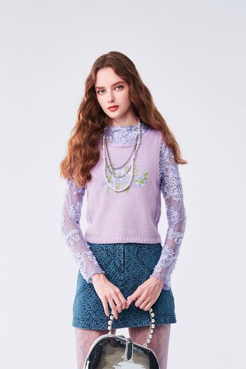 輕柔薰衣草色針織背心