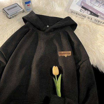 【現貨！隔日達】當天出貨580g重磅帽T麂皮絨連帽衛衣Oversize潮牌長袖上衣男大學T美式復古寬鬆大尺碼長袖帽踢帽t