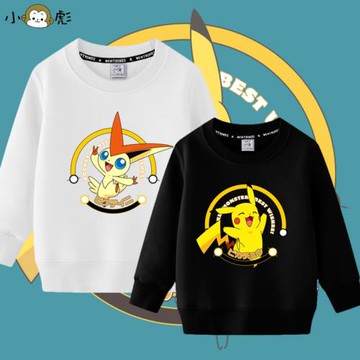 神奇寶貝精靈寶可夢皮卡丘游戲周邊圓領衛衣男女兒童裝學生長袖衫