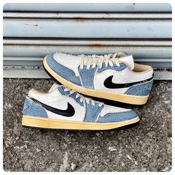 【逢甲 FUZZY】Air Jordan 1 Low Sashiko 仿舊 車縫線 牛仔布 丹寧 FN7670-493