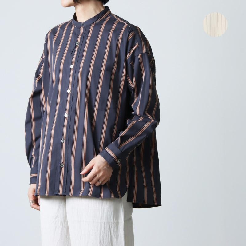 TICCA (ティッカ) ノーカラースクエアビッグシャツ stripe | LINE