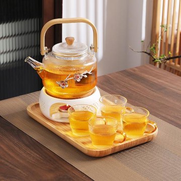 蠟燭溫茶爐酒店餐廳養生壺水果花茶壺保溫煮茶器鑲花茶壺茶杯套裝
