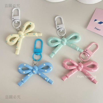 闆闆力推🌊新款波點蝴蝶結鑰匙圈 DIY拼豆配飾 少女心書包掛件 閨蜜情侶禮物 可愛吊飾 手作小物 日常配件 0D3a