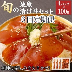 ふるさと納税 6回定期便：旬のお魚漬け丼セット100g×4P（１回１魚種おまかせ）海鮮丼 お楽しみ さば丼 カツオ丼 アジ丼 冷凍惣菜【J000.. 高知県土佐清水市