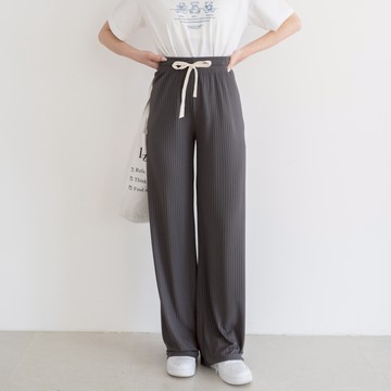 腰抽繩坑條涼感直筒寬褲 RC8806611【現貨】