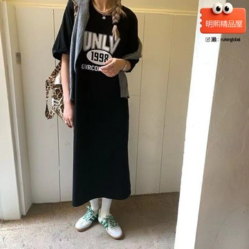 【顯瘦遮肉】大碼連衣裙 韓系女裝 休閒長裙 氣質連衣裙 懶人裙 寬鬆版型 垂感面料 透氣舒適 微胖女生必備 日常休閒穿搭