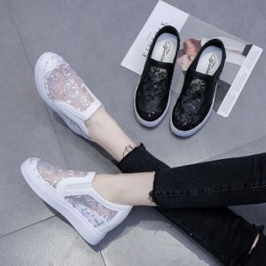 透けるレースのスリッポン レディース スニーカー スリッポン ウェッジソール インヒールスニーカー インヒールスリッポン スパンコール 通販 Lineポイント最大1 0 Get Lineショッピング