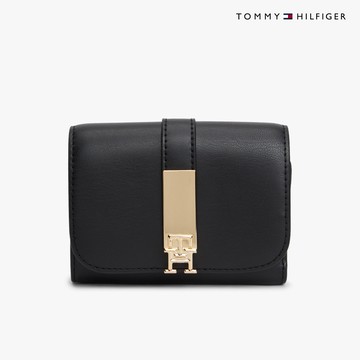 【Tommy Hilfiger】Heritage 中號翻蓋對摺式錢包_黑色