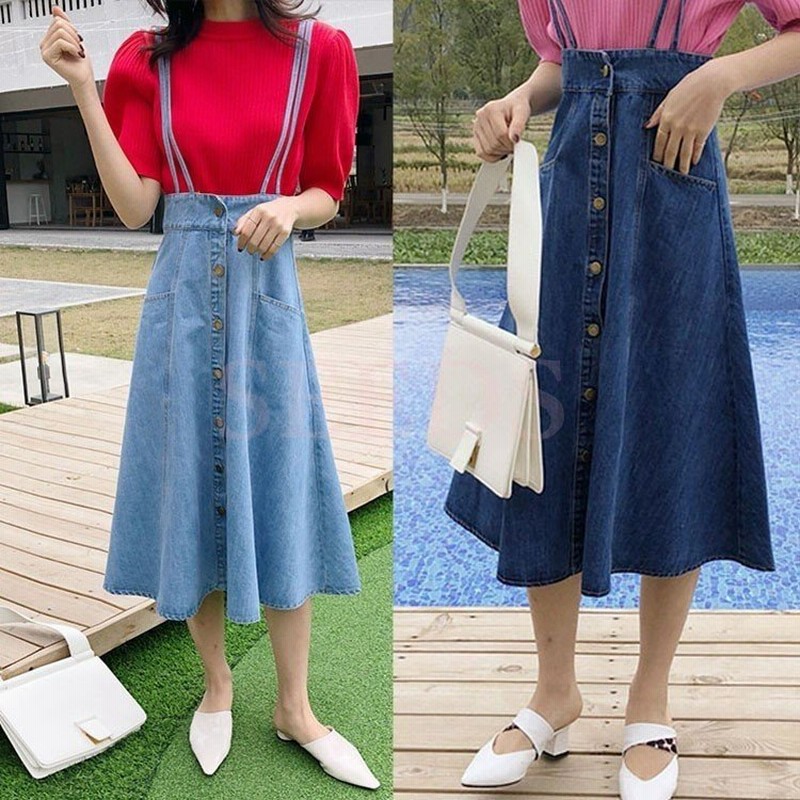 デニム スカート レディース ロングスカート デニムサロペットスカート ボトムス Aラインスカートシンプル女性用 着やせ 通勤 通販 Lineポイント最大get Lineショッピング