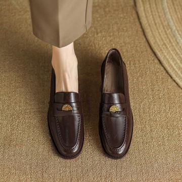 英倫風加厚加絨保暖小皮鞋女2025春秋款低跟粗跟百搭中口復古單鞋