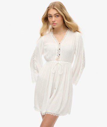 Superdry Women's Women's Ibiza V-neck Mini Dress White / Off White - Size: 16 Size: 12