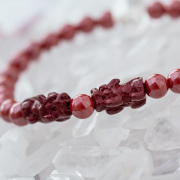 硃砂系列 6mm硃砂貔貅白水晶手串