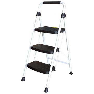 【U-CART 優卡得】三階家用梯附安全鎖-C款白色(鐵梯)