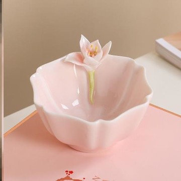 主人杯 櫻花酒杯小盞精致小茶碗茶盞公道杯迷你一口杯手工捏花杯