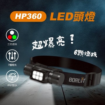 HP360 頭戴式LED頭燈(紅/綠/白三種光) 露營燈 登山燈 夜釣燈 照明燈 頭燈 頭戴式頭燈 螢宇五金