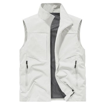 馬甲男春秋薄款高檔純色立領馬球男士戶外馬夾外套男透氣秋季上衣