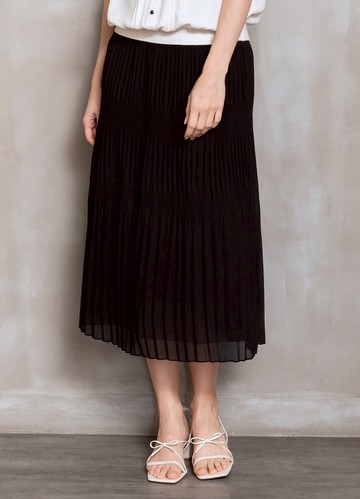 美緻微柔雪紡壓褶長裙