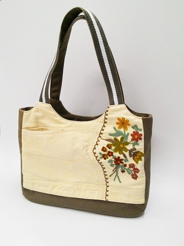 刺繡帆布側背包/肩背包(獨一商品)AL09-004