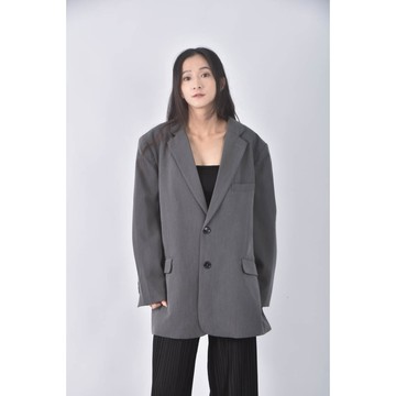 (XL) studio doe西裝墊肩灰色外套二手衣