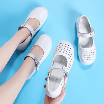 白色小白鞋護士鞋女不累腳春夏軟底透氣平底軟皮百搭舒適防滑女鞋