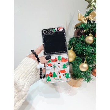 圣誕雪人適用三星zflip7fe手機殼zflip6折疊屏flip5全包W25心系天下保護套超薄大視窗小眾女款高級感可愛防摔