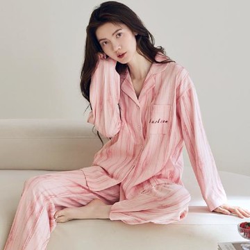【藍尼居家】★翻領開襟家居兩件套睡衣(女睡衣/家居服/舒適)