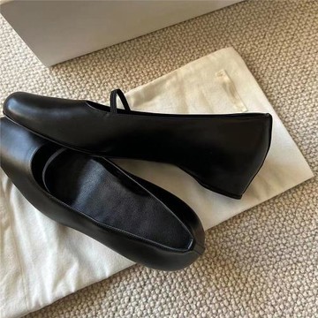 2024春夏新款小眾氣質內增高一字帶瑪麗珍女鞋真皮一腳蹬平底單鞋