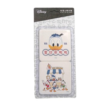 收納王妃 唐老鴨珪藻土杯墊 方 2個  100 x 100 x 9mm  閃亮冰淇淋 白色  1組