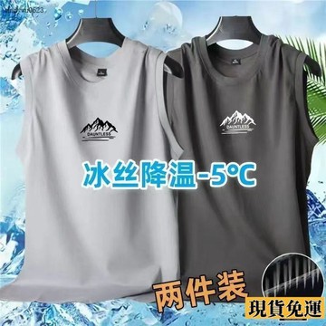 🌟全場免運🌟 冰絲無袖速幹 背心  夏季 涼感休閒薄款坎肩網眼男士運動跑步健身透氣