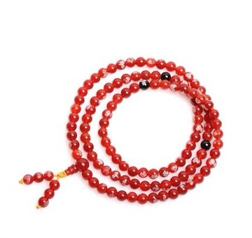 天然手鏈紅瑪瑙配黑瑪瑙108顆刻字蓮花珠手鏈