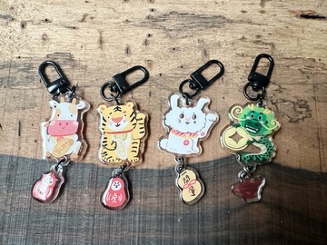 招財招福生肖厚鑰匙圈 — 好日吉制物所