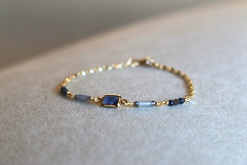 九月誕生石 藍寶石 鋯石 天然石 手鍊 - 成就感 -