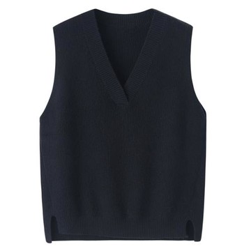 絨喆100山羊絨背心馬甲女V領坎肩配襯衣毛坎肩秋冬保暖毛衣E1708