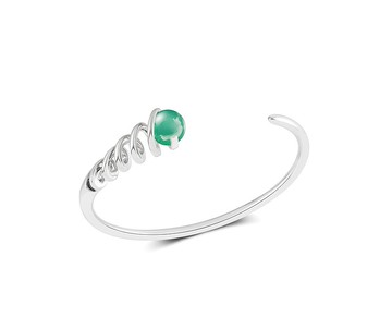 綠玉髓925純銀手鐲 調節開口手環 個性化刻字C手環 螺旋造型手鐲